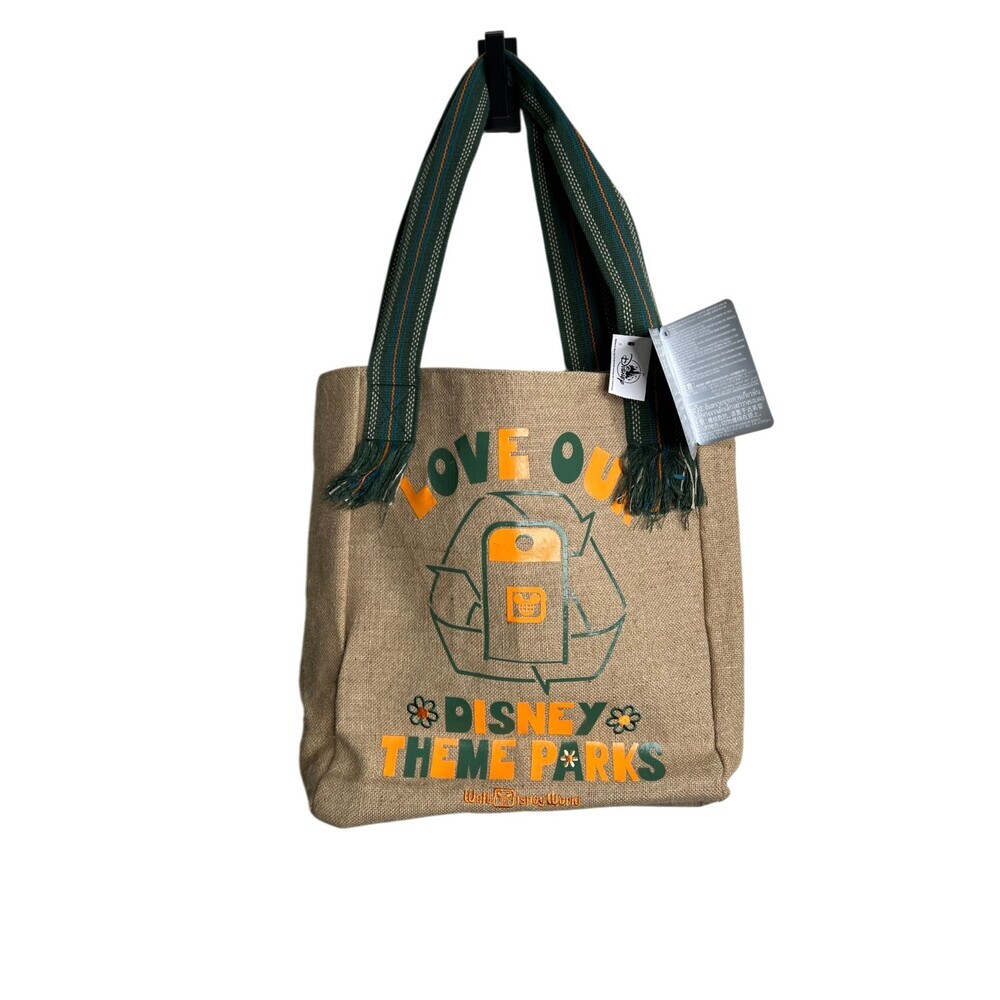 Disney Theme Parks Love Our Theme Parks Jute Tote Bag New Burlap - Picture 2 of 5